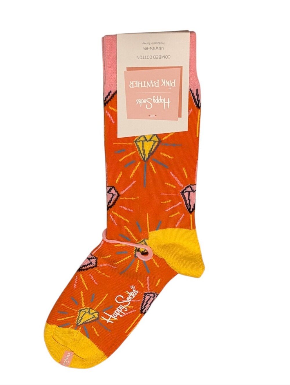 Happy Socks Pink Panther Diamond Crew Socks